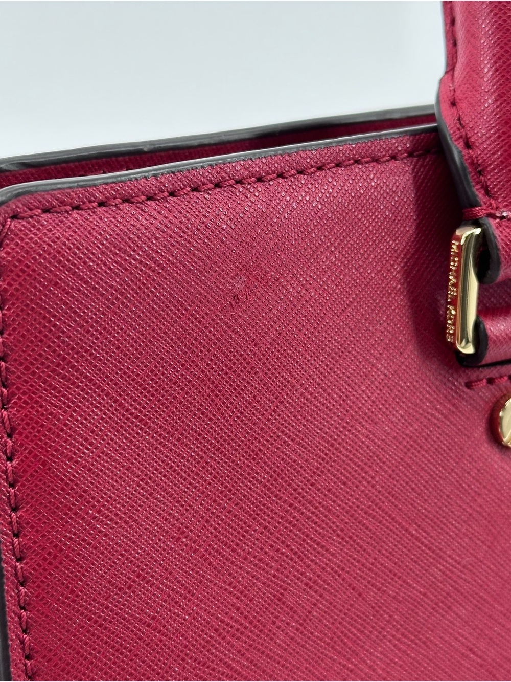 Michael Kors Red Selma Large Saffiano Leather Satchel with Gold Hardware - Picture 6 of 16